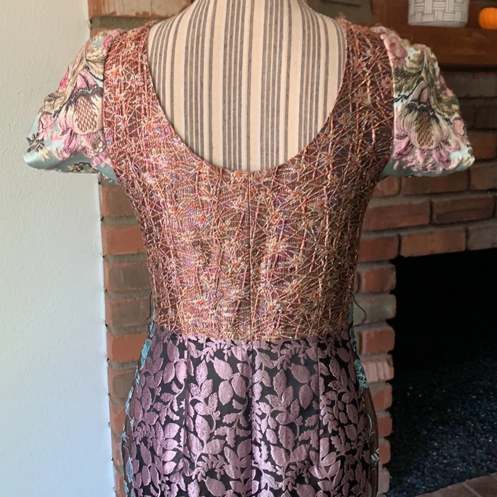 Anthropologie Byron Lars “Beguile” Pieced Brocade Dress Embroidered Floral Sz 2P - Picture 13 of 16
